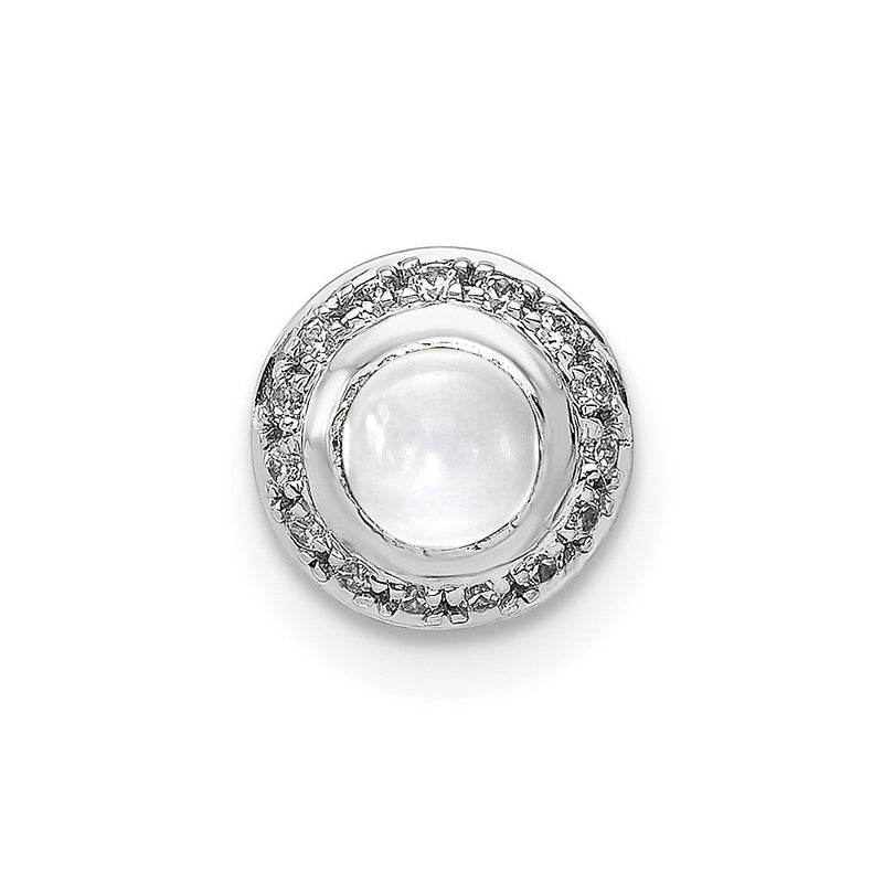 14K Weißgold Echt Diamant und Cabochon.47 Weiß Topas Kette Anhänger