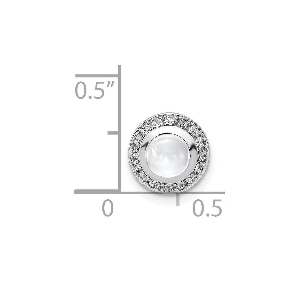 14K Weißgold Echt Diamant und Cabochon.91 Weiß Topas Kette Anhänger