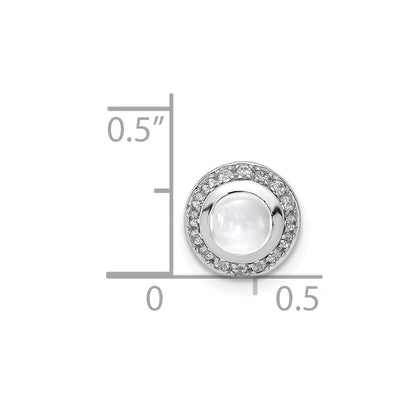 14K Weißgold Echt Diamant und Cabochon.91 Weiß Topas Kette Anhänger