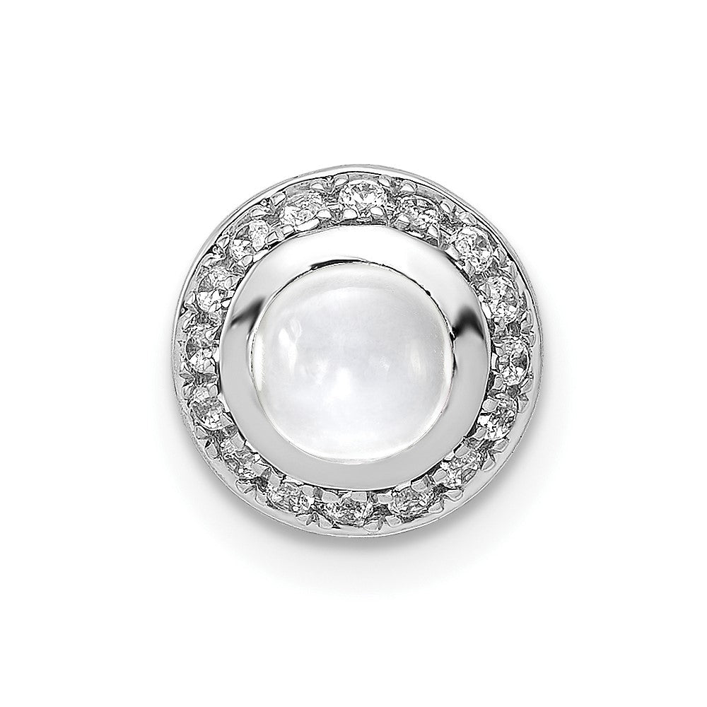 14K Weißgold Echt Diamant und Cabochon.91 Weiß Topas Kette Anhänger