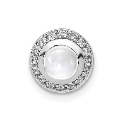 14K Weißgold Echt Diamant und Cabochon.91 Weiß Topas Kette Anhänger