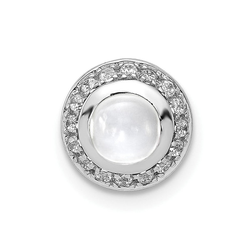 14K Weißgold Echt Diamant und Cabochon.91 Weiß Topas Kette Anhänger