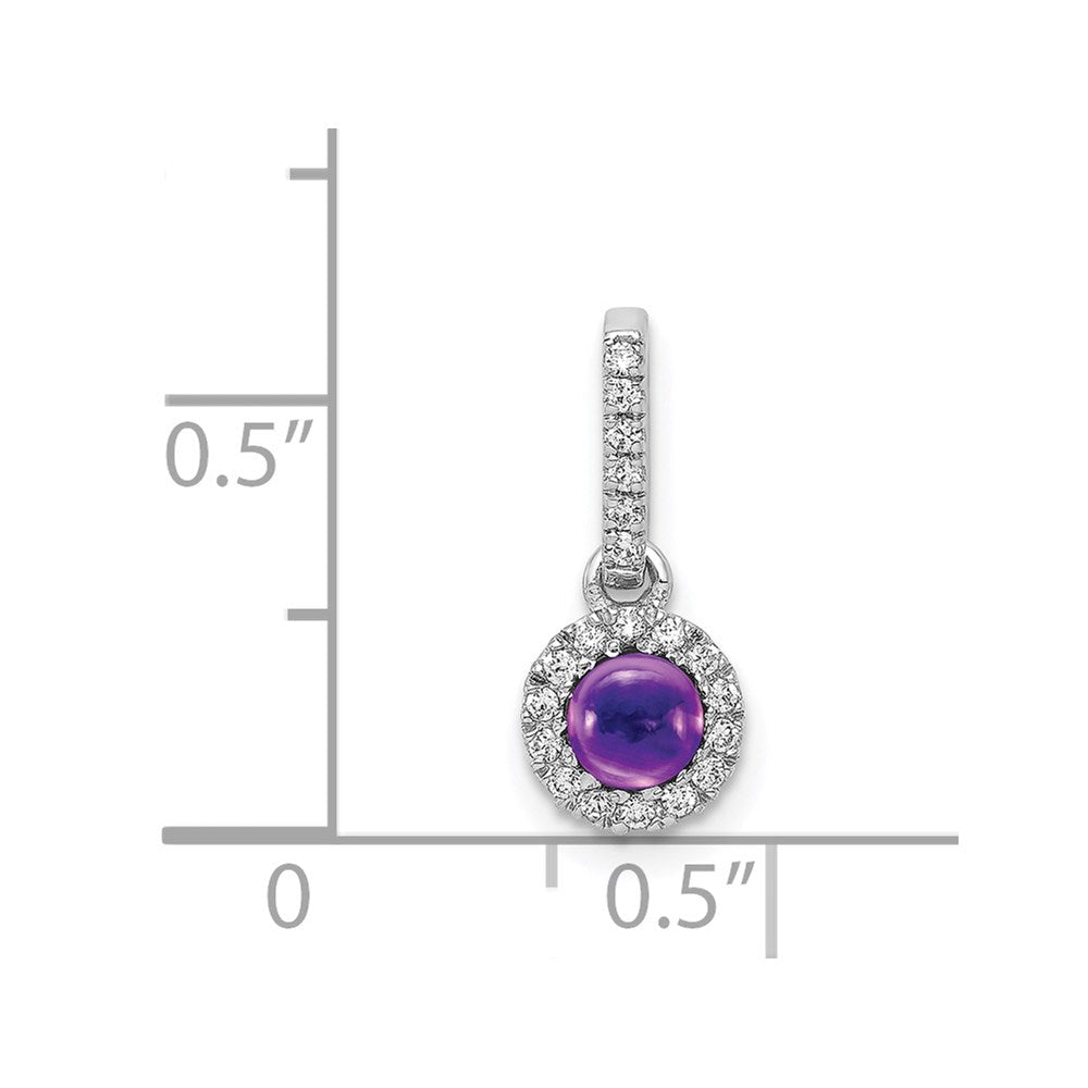 14K Weißgold Anhänger mit echten Diamanten und Cabochon-Amethyst, 0,47 ct