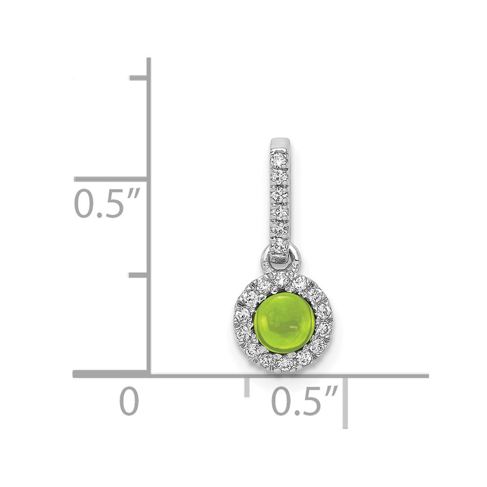 14K Weißgold Anhänger mit echtem Diamant und Peridot-Cabochon, 0,47 ct