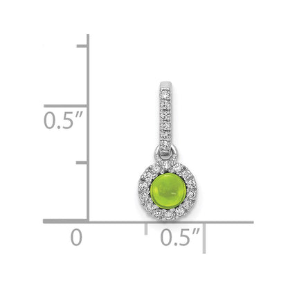 14K Weißgold Anhänger mit echtem Diamant und Peridot-Cabochon, 0,47 ct