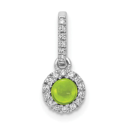 14K Weißgold Anhänger mit echtem Diamant und Peridot-Cabochon, 0,47 ct