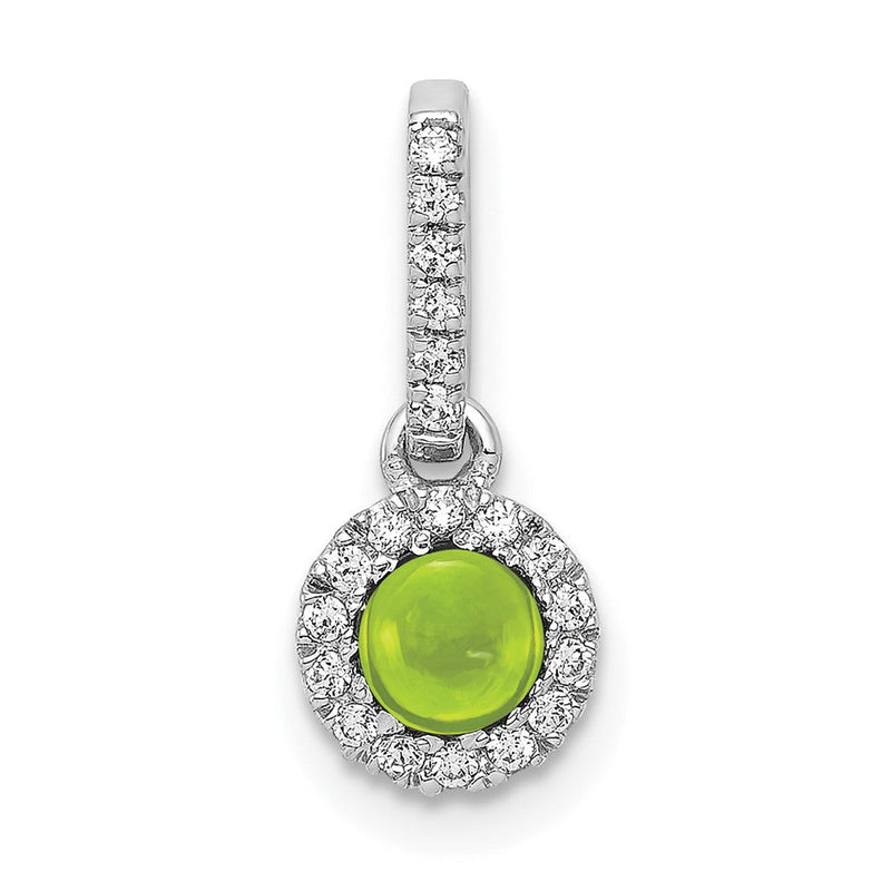 14K Weißgold Anhänger mit echtem Diamant und Peridot-Cabochon, 0,47 ct
