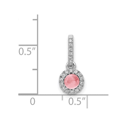 14K Weißgold 14K Weißgold Diamant und Cabochon.47 Rosa Turmalin Anhänger