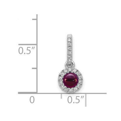 14K Weißgold 14K Weißgold Diamant und Cabochon.47 Rhodolith Granat Anhänger
