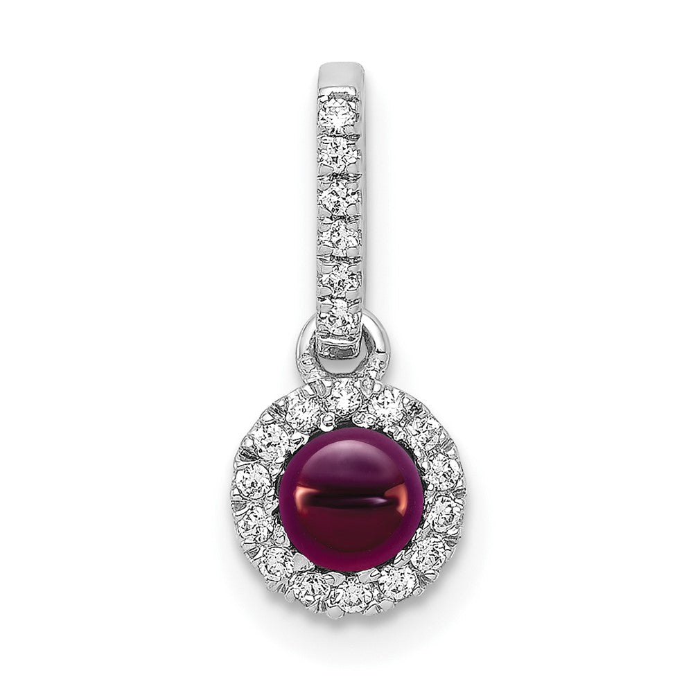 14K Weißgold 14K Weißgold Diamant und Cabochon.47 Rhodolith Granat Anhänger