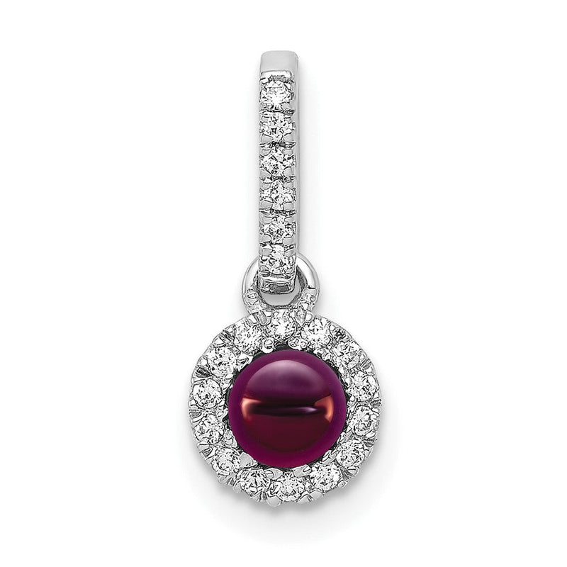 14K Weißgold 14K Weißgold Diamant und Cabochon.47 Rhodolith Granat Anhänger