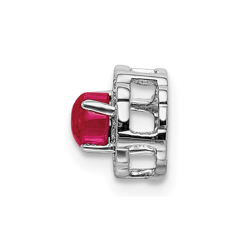 14K Weißgold Echt Diamant und Cabochon.38 Rubin Kette Anhänger