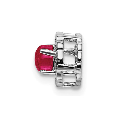 14K Weißgold Echt Diamant und Cabochon.38 Rubin Kette Anhänger