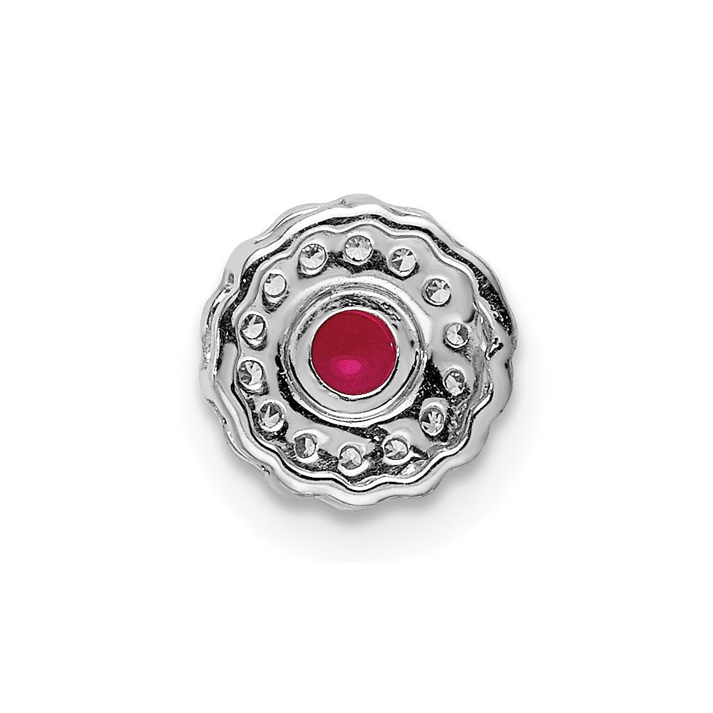 14K Weißgold Echt Diamant und Cabochon.38 Rubin Kette Anhänger