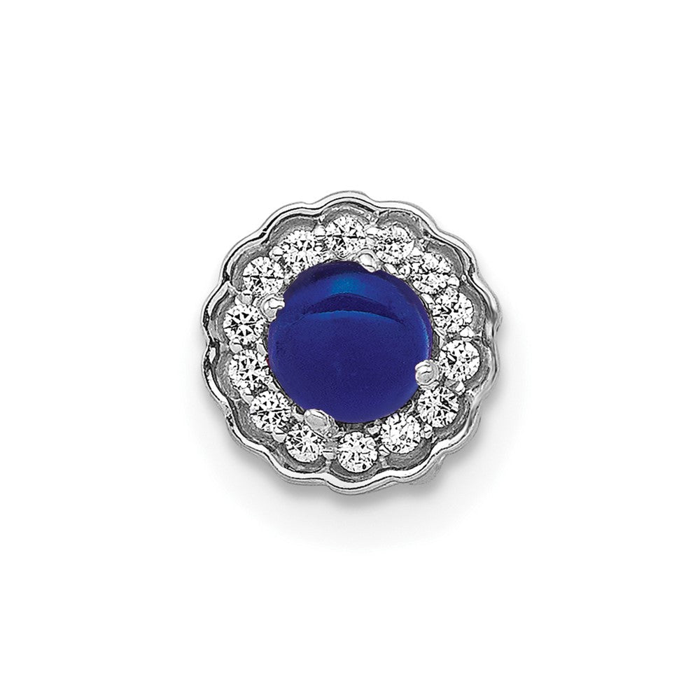 14K Weißgold Echt Diamant und Cabochon Saphir Kette Anhänger