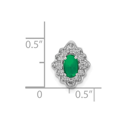 14K Weißgold Fantasie Heiligenschein Echt Diamant und Cabochon Smaragd Kette Anhänger