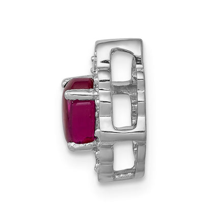 14K Weißgold Echt Diamant und Cabochon.60 Rubin Kette Anhänger