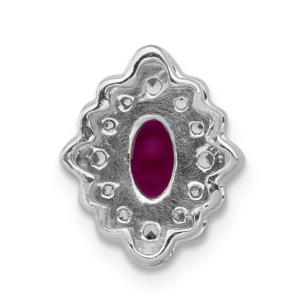14K Weißgold Echt Diamant und Cabochon.60 Rubin Kette Anhänger