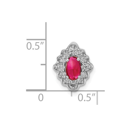 14K Weißgold Echt Diamant und Cabochon.60 Rubin Kette Anhänger