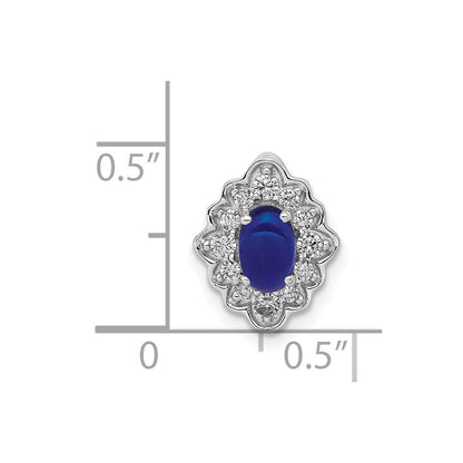 14K Weißgold Fantasie Echt Diamant und Cabochon Saphir Kette Anhänger