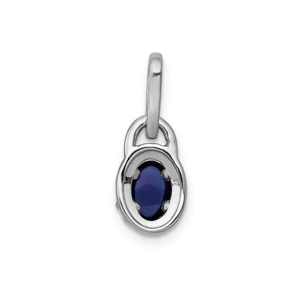 14 K Weißgold Halo Anhänger mit echtem Diamant und Cabochon-Saphir