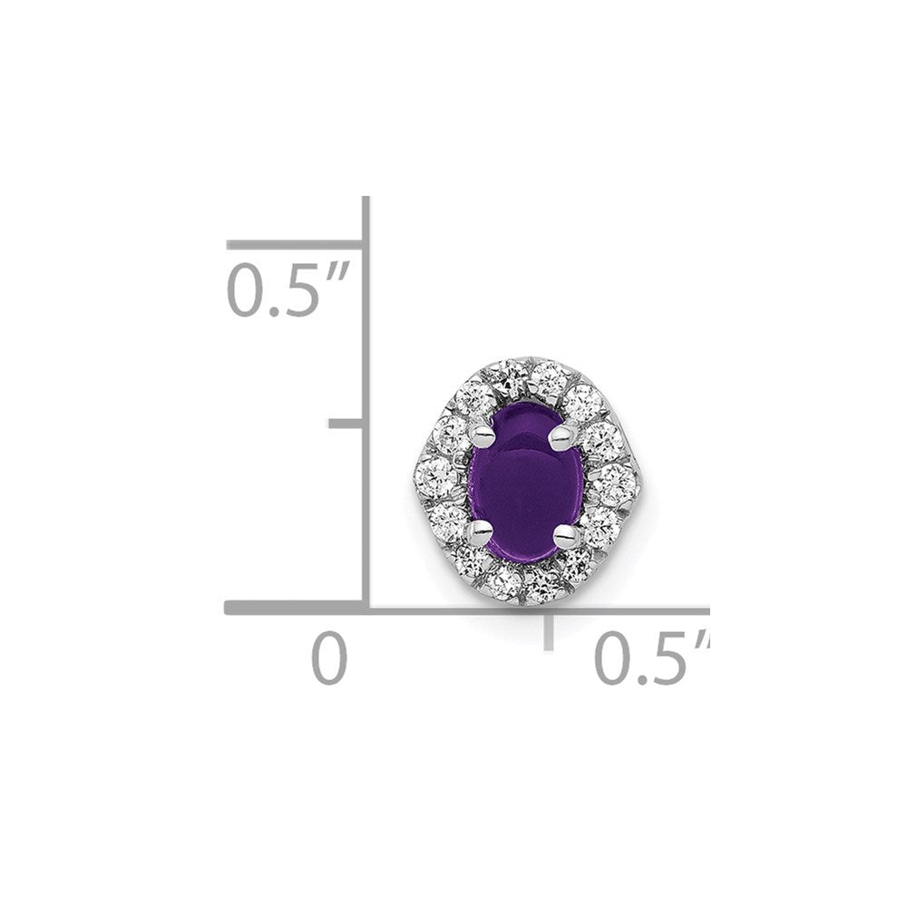 14K Weißgold Echt Diamant und Cabochon.73 Amethyst Kette Anhänger