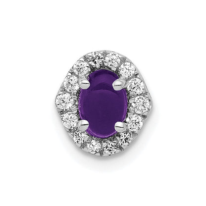 14K Weißgold Echt Diamant und Cabochon.73 Amethyst Kette Anhänger