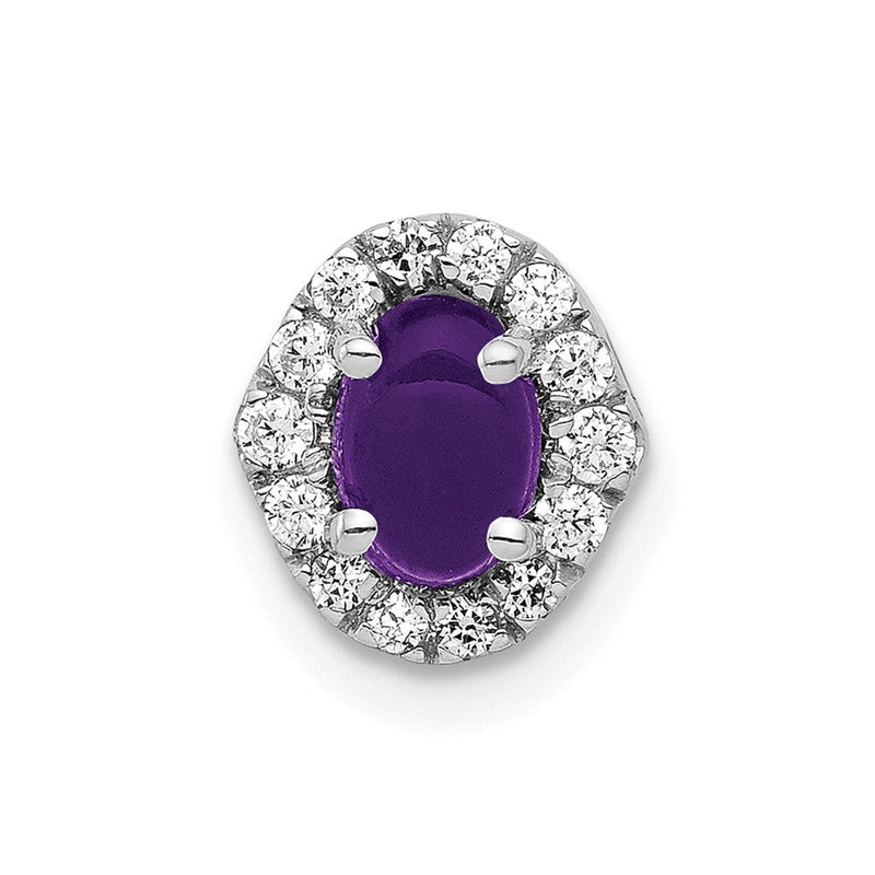 14K Weißgold Echt Diamant und Cabochon.73 Amethyst Kette Anhänger