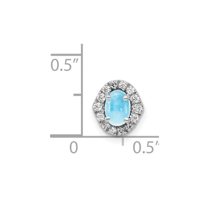 14K Weißgold Anhänger mit echtem Diamant und Cabochon-Blautopas, 0,73 ct