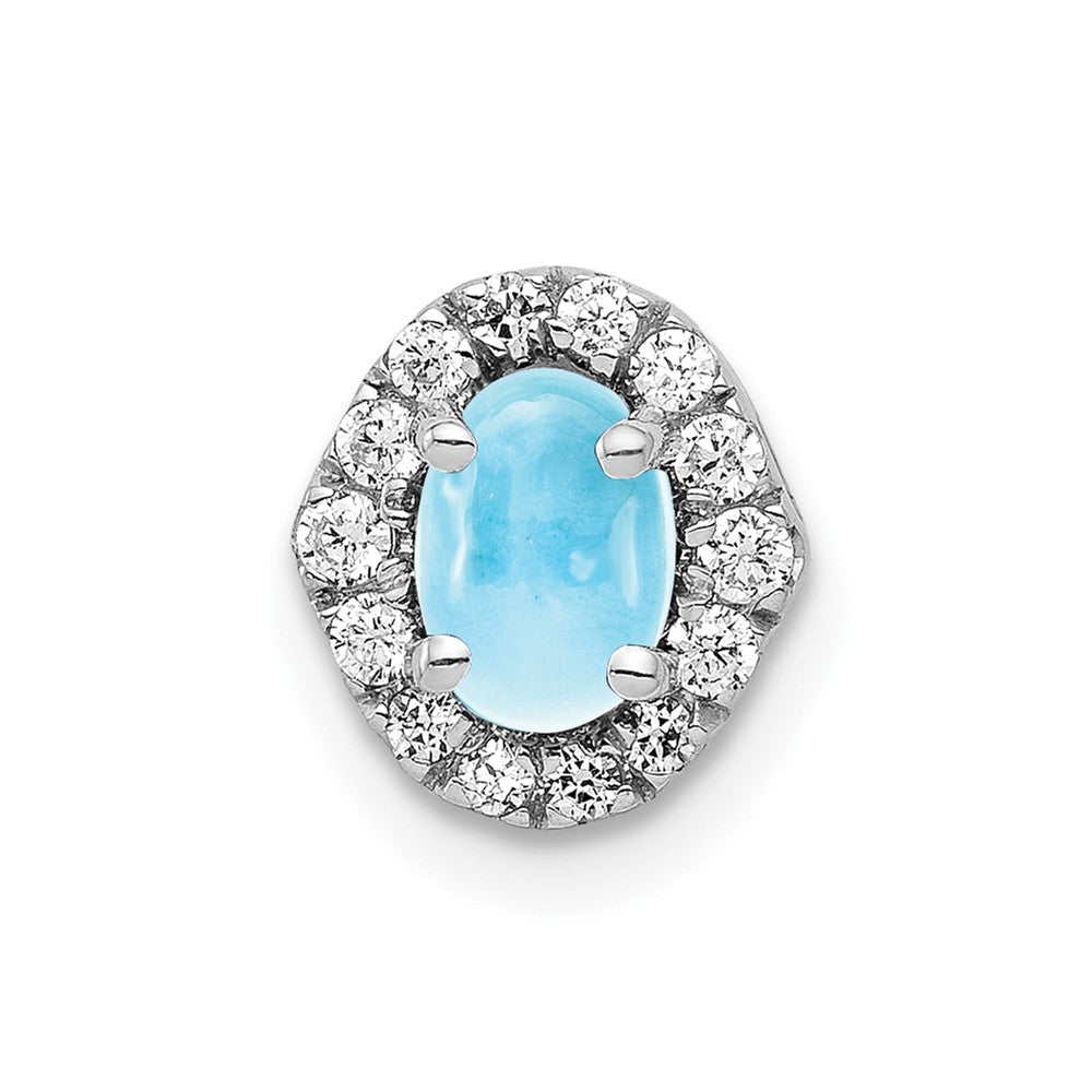 14K Weißgold Anhänger mit echtem Diamant und Cabochon-Blautopas, 0,73 ct
