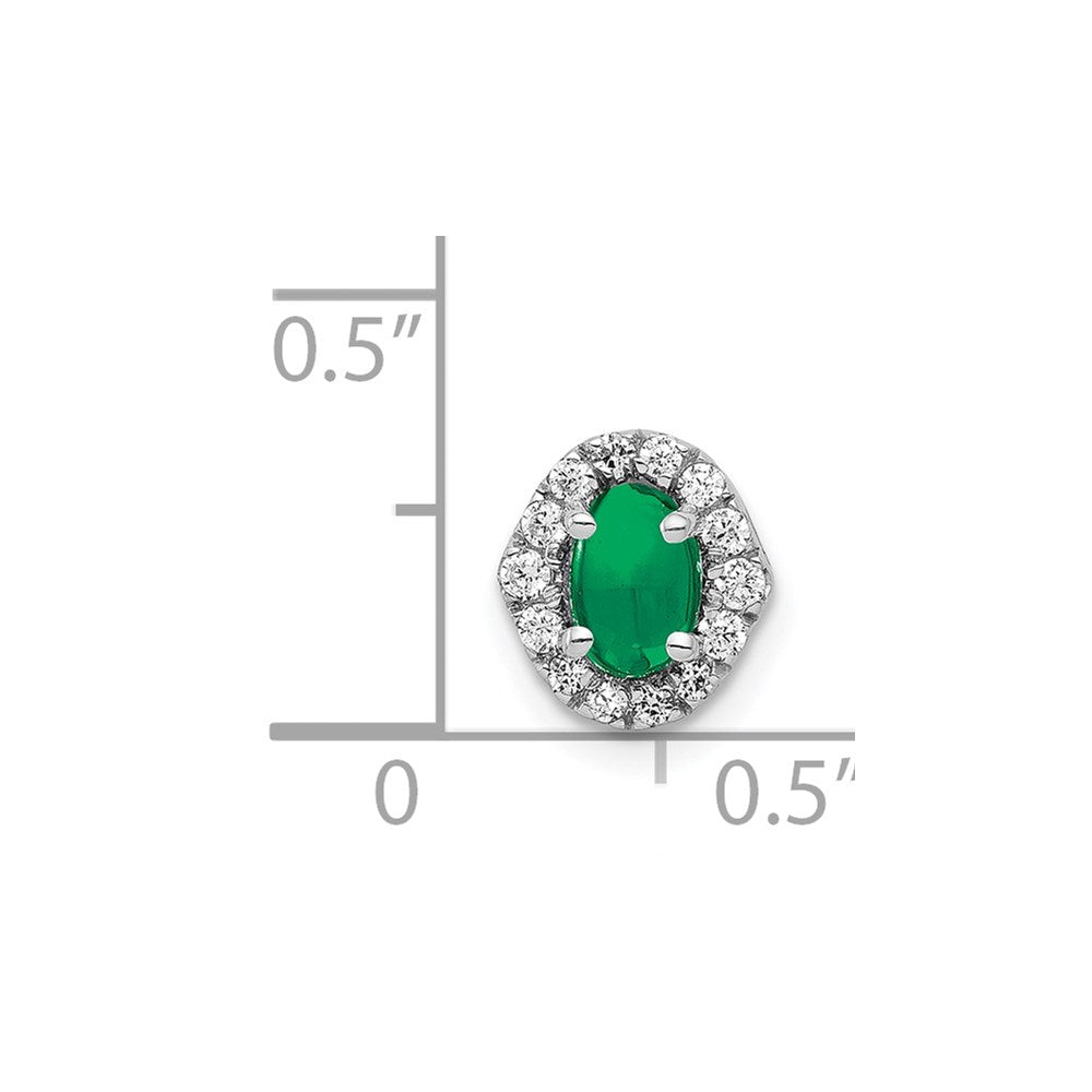 14K Weißgold Heiligenschein Echt Diamant und Cabochon.73 Smaragd Kette Anhänger