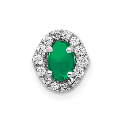 14K Weißgold Heiligenschein Echt Diamant und Cabochon.73 Smaragd Kette Anhänger