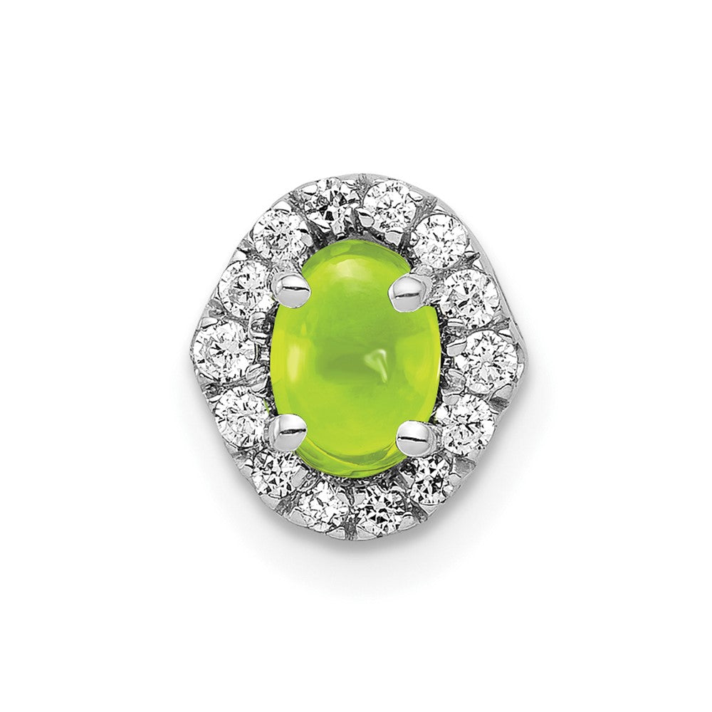 14K Weißgold Echt Diamant und Cabochon.78 Peridot Kette Anhänger