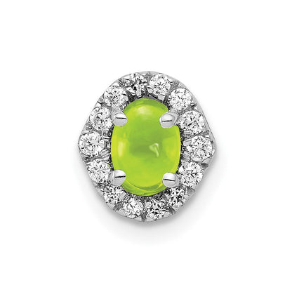 14K Weißgold Echt Diamant und Cabochon.78 Peridot Kette Anhänger