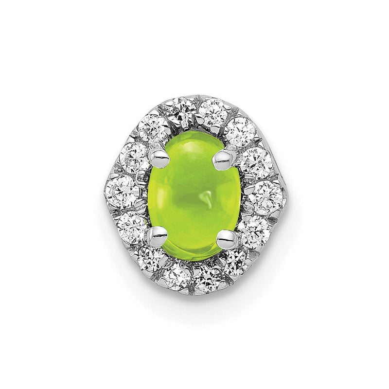 14K Weißgold Echt Diamant und Cabochon.78 Peridot Kette Anhänger