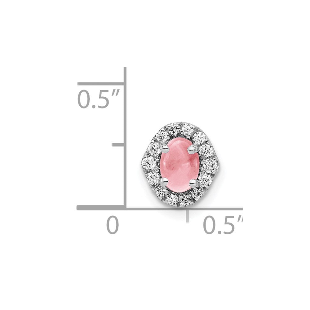 14K Weißgold 14K Weißgold Diamant und Cabochon.73 Rosa Turmalin Kette Anhänger