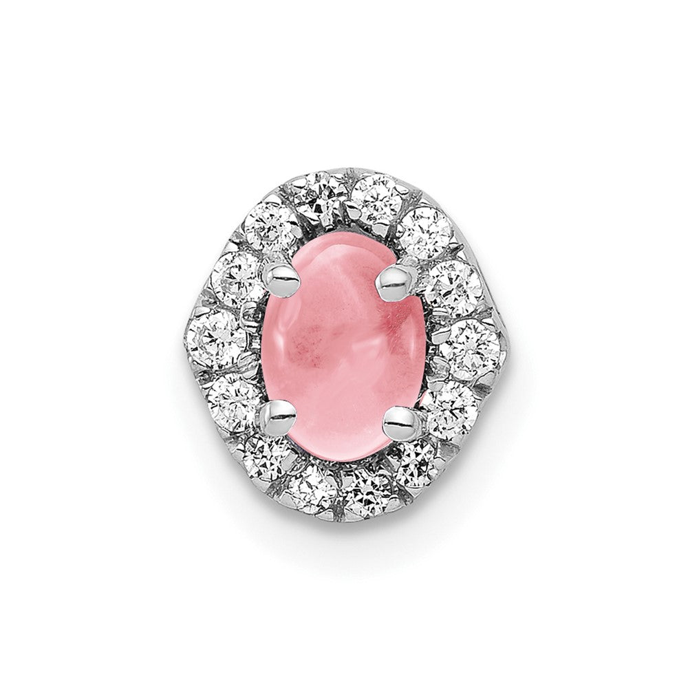 14K Weißgold 14K Weißgold Diamant und Cabochon.73 Rosa Turmalin Kette Anhänger