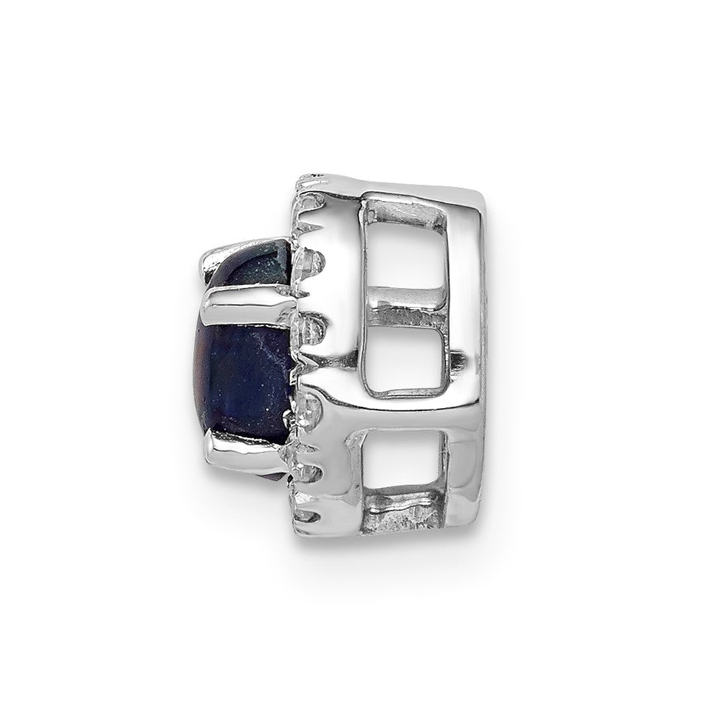 14K Weißgold Echt Diamant und Cabochon Saphir Heiligenschein Kette Anhänger