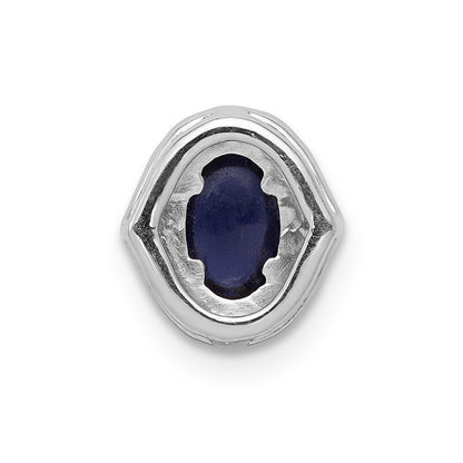 14K Weißgold Echt Diamant und Cabochon Saphir Heiligenschein Kette Anhänger