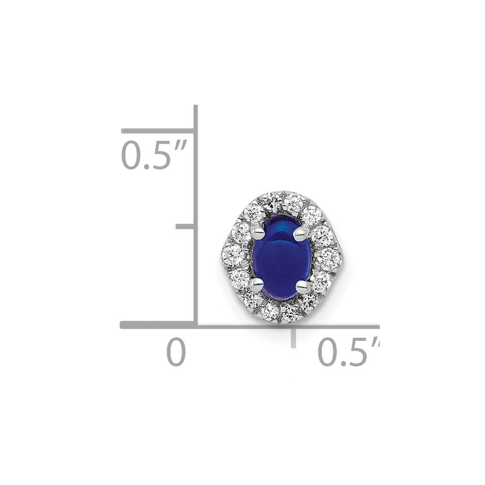 14K Weißgold Echt Diamant und Cabochon Saphir Heiligenschein Kette Anhänger