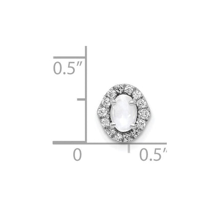14K Weißgold Echt Diamant und Cabochon.73 Weiß Topas Kette Anhänger