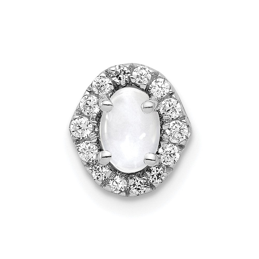 14K Weißgold Echt Diamant und Cabochon.73 Weiß Topas Kette Anhänger