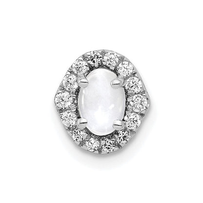 14K Weißgold Echt Diamant und Cabochon.73 Weiß Topas Kette Anhänger