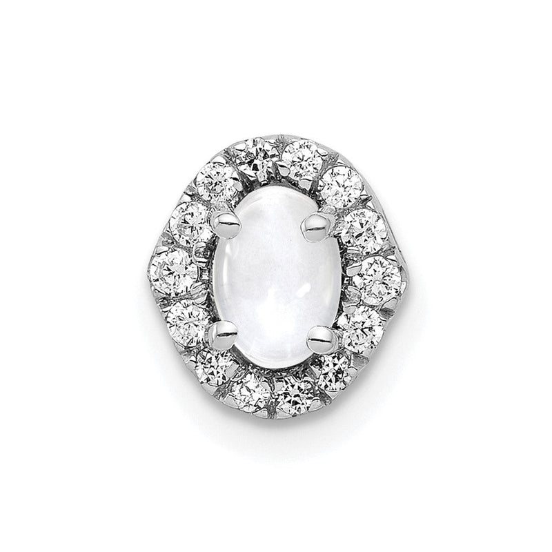 14K Weißgold Echt Diamant und Cabochon.73 Weiß Topas Kette Anhänger