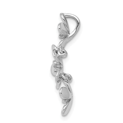 14K Weißgold 1/10ct. Echt Diamant Drei Blume Kette Anhänger