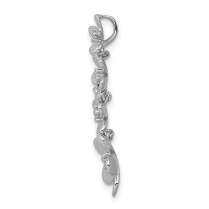 14K Weißgold 1/8ct. Echt Diamant Vier Blume Kette Anhänger