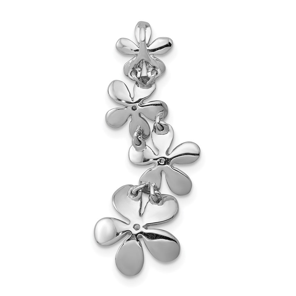 14K Weißgold 1/8ct. Echt Diamant Vier Blume Kette Anhänger