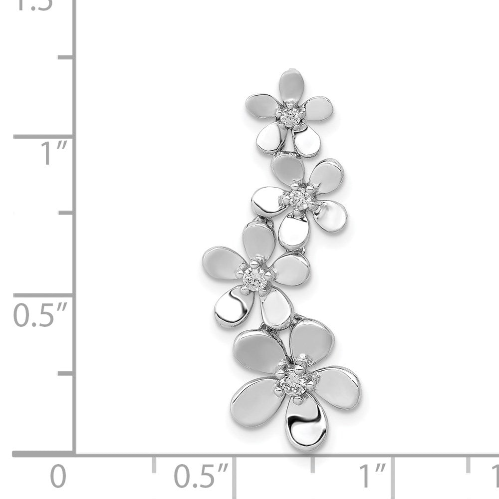 14K Weißgold 1/8ct. Echt Diamant Vier Blume Kette Anhänger