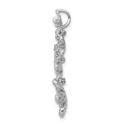 14K Weißgold 3/8ct. Echt Diamant Blumen Kette Anhänger