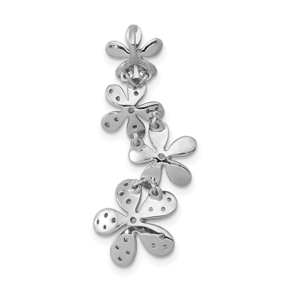 14K Weißgold 3/8ct. Echt Diamant Blumen Kette Anhänger